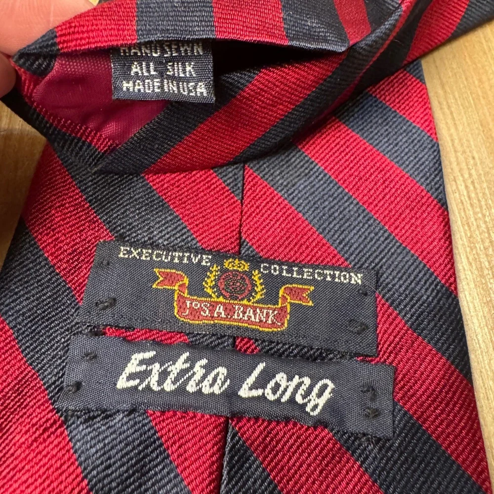 JoS. A.‎ Bank Executive Collection Extra Long Red & Navy Striped Silk Necktie